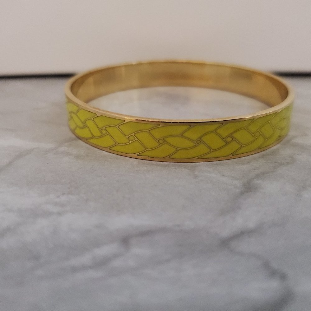 J. Crew Gold and Yellow Enamel Braided Bangle Bracelet